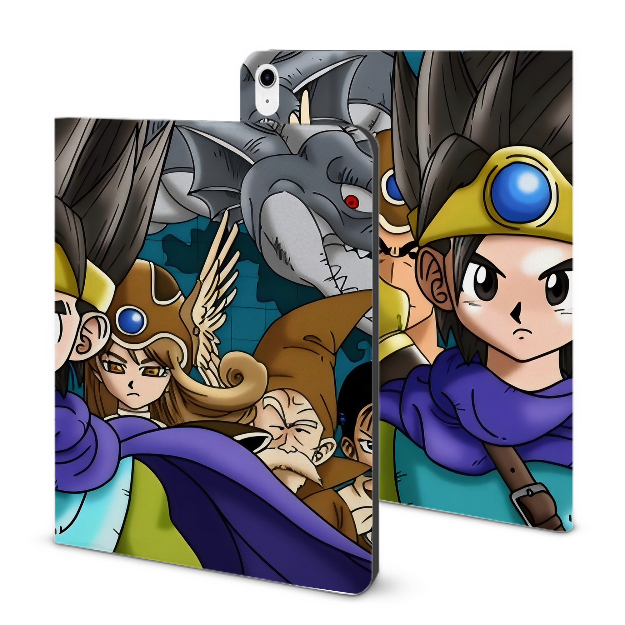 （画像用） ドラゴンクエスト Doragon Kuesuto Dragon Quest IPad ケース ブック型 PUレザー TPU 耐衝撃 軽量 薄型 ペン収納なし 全面保護 IPad 各モデル対応